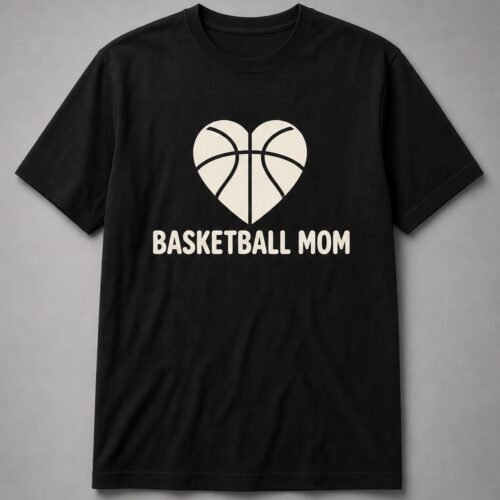 Basketball Mom Heart Unisex T-Shirt - Black