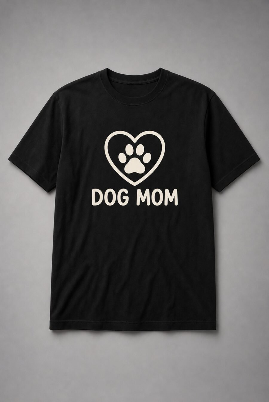 Dog Mom Paw Heart Unisex T-Shirt - Black
