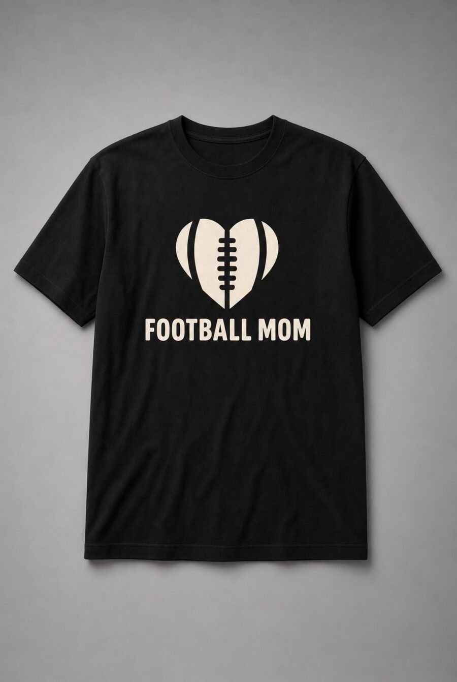 Football Mom Heart Unisex T-Shirt - Black