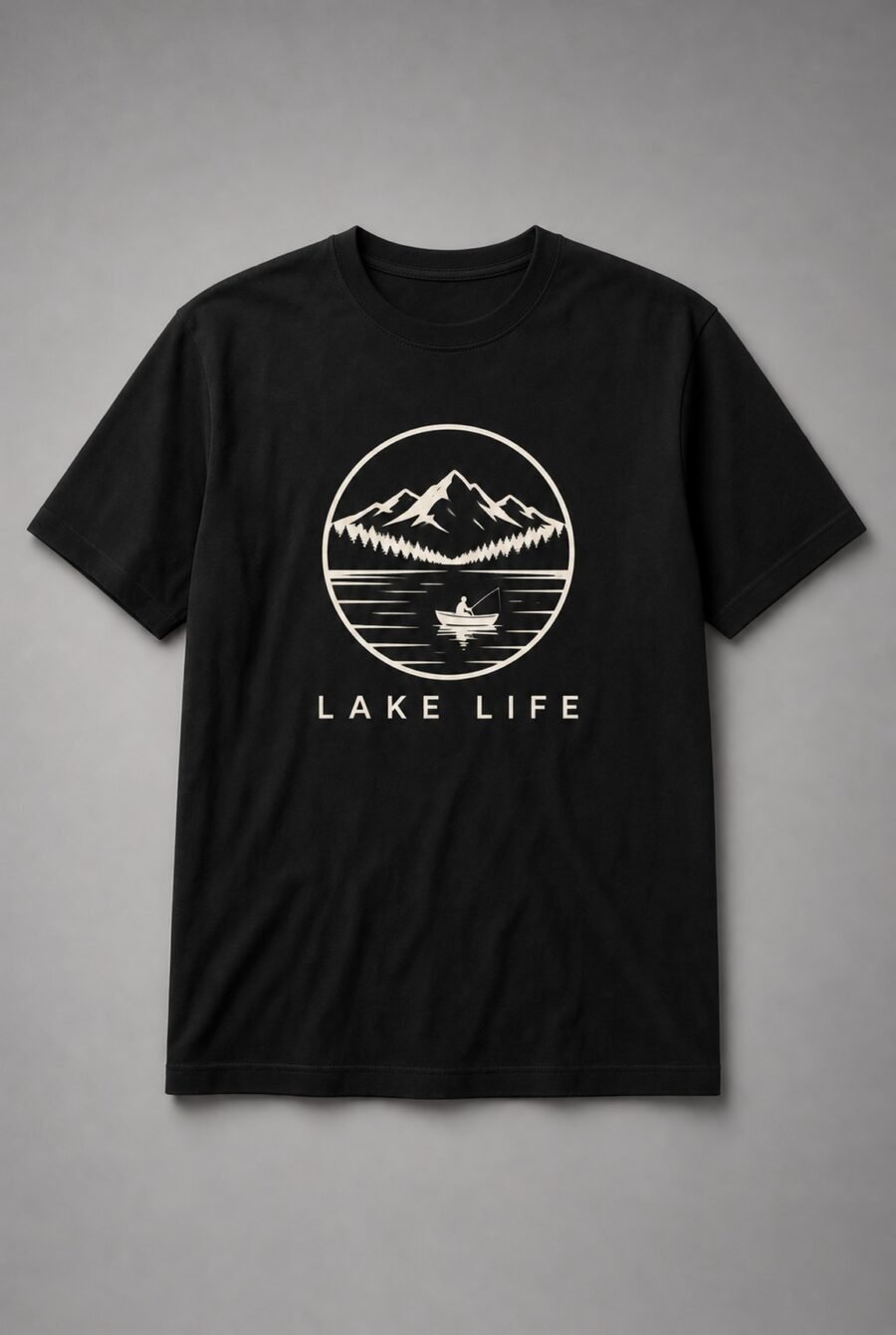 Lake Life Fishing Boat Badge Unisex T-Shirt - Black