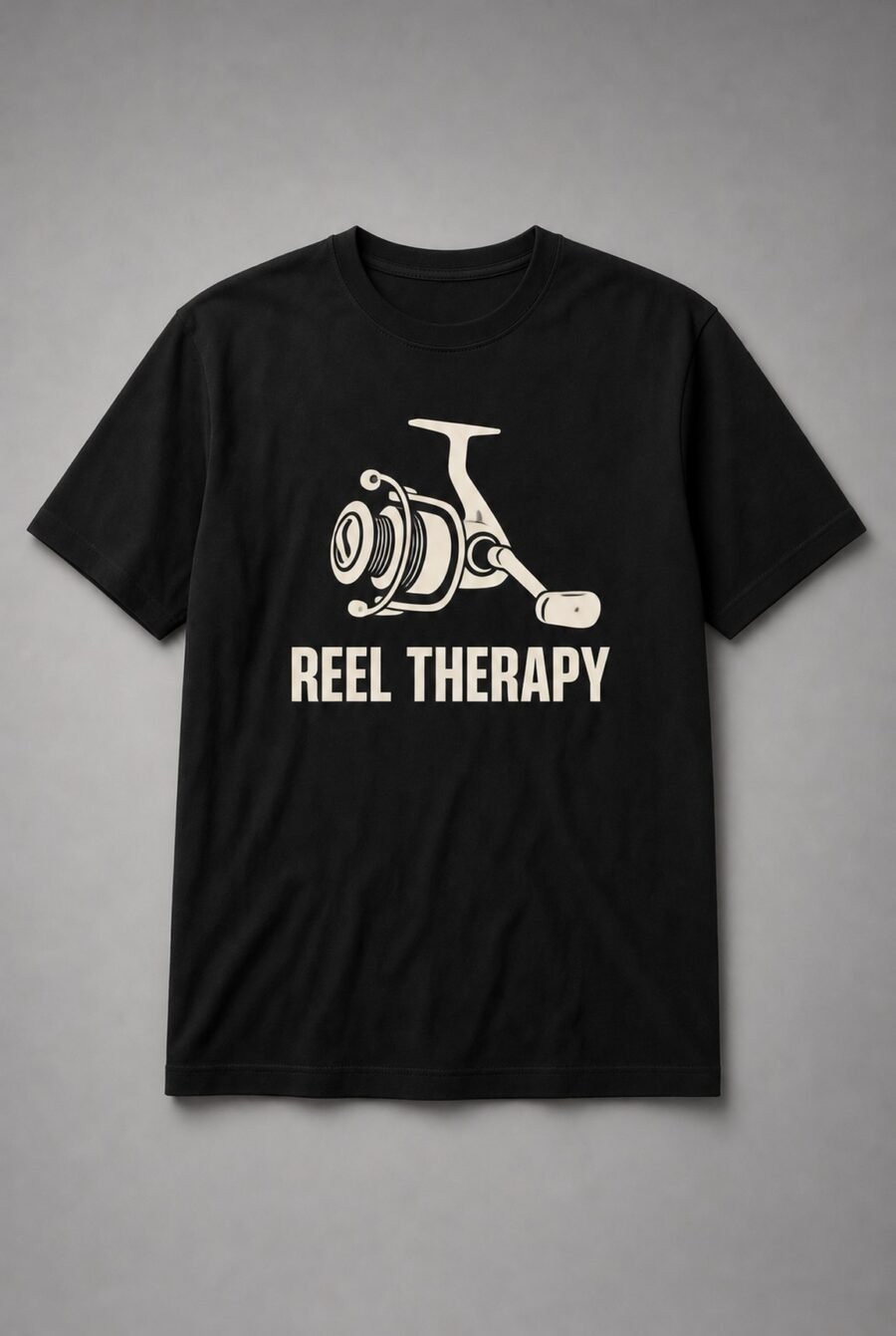 Reel Therapy Fishing Reel Unisex T-Shirt - Black
